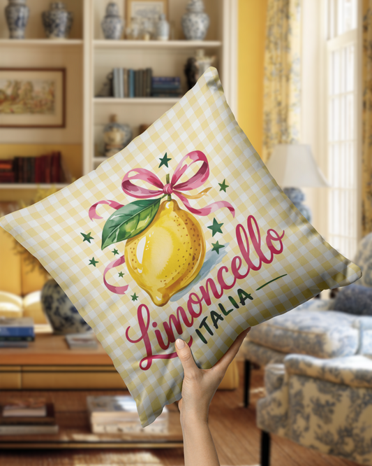 Yellow Gingham Limoncello Throw PIllow