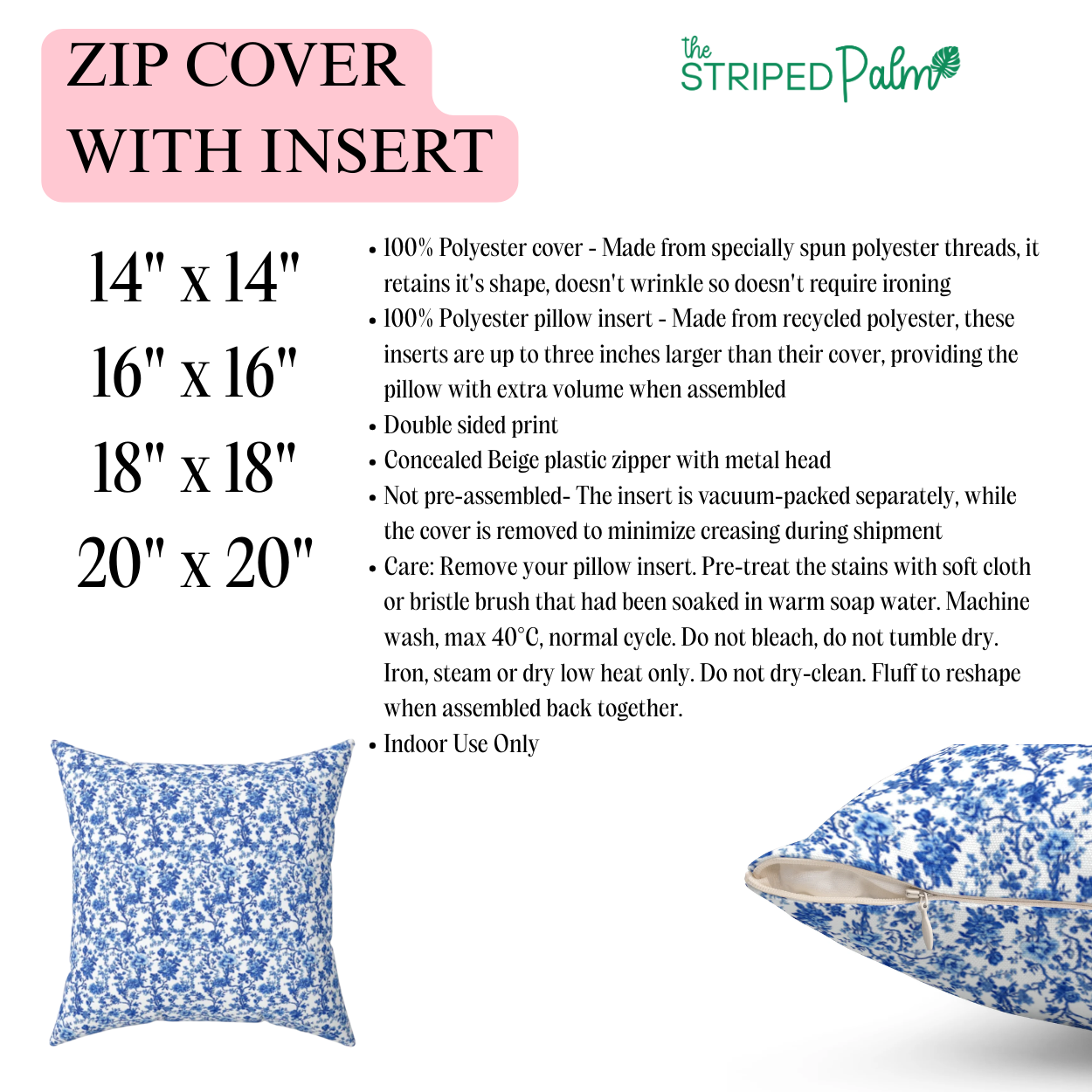 Blue Garden Toile Pillow