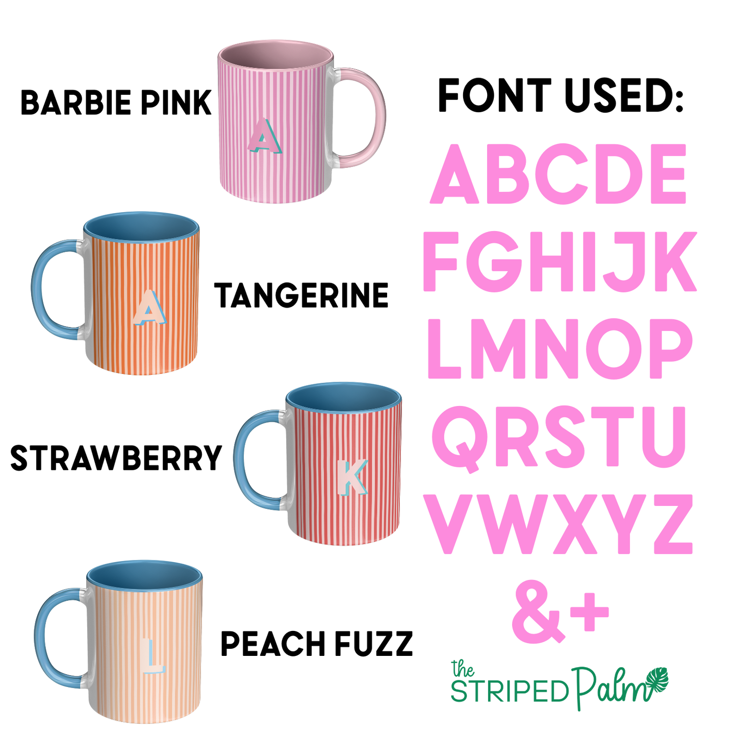 Initial Stripe Preppy Mug 11oz | Multiple Styles