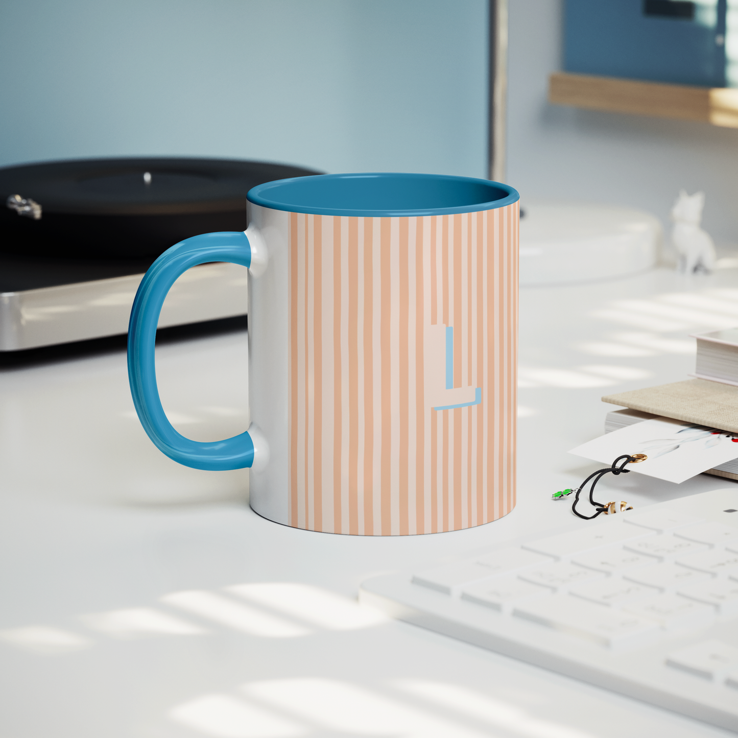 Initial Stripe Preppy Mug 11oz | Multiple Styles