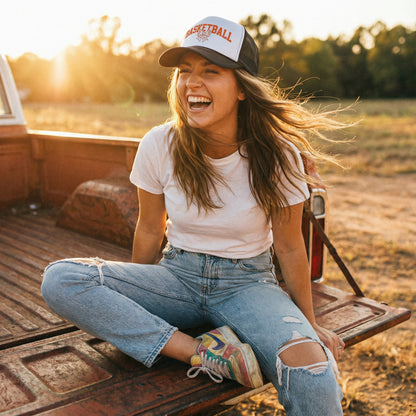 Basketball Trucker Hat with Bow
