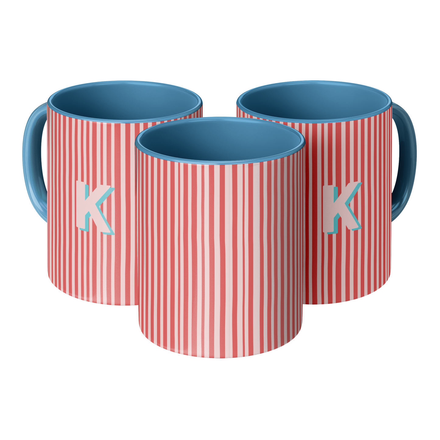 Initial Stripe Preppy Mug 11oz | Multiple Styles