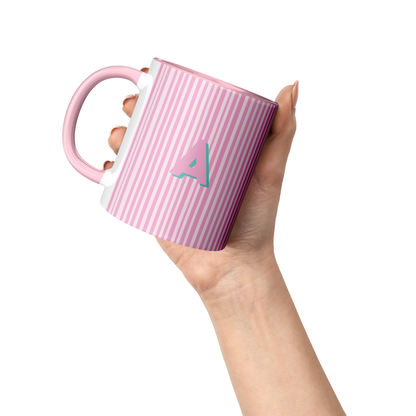 Initial Stripe Preppy Mug 11oz | Multiple Styles