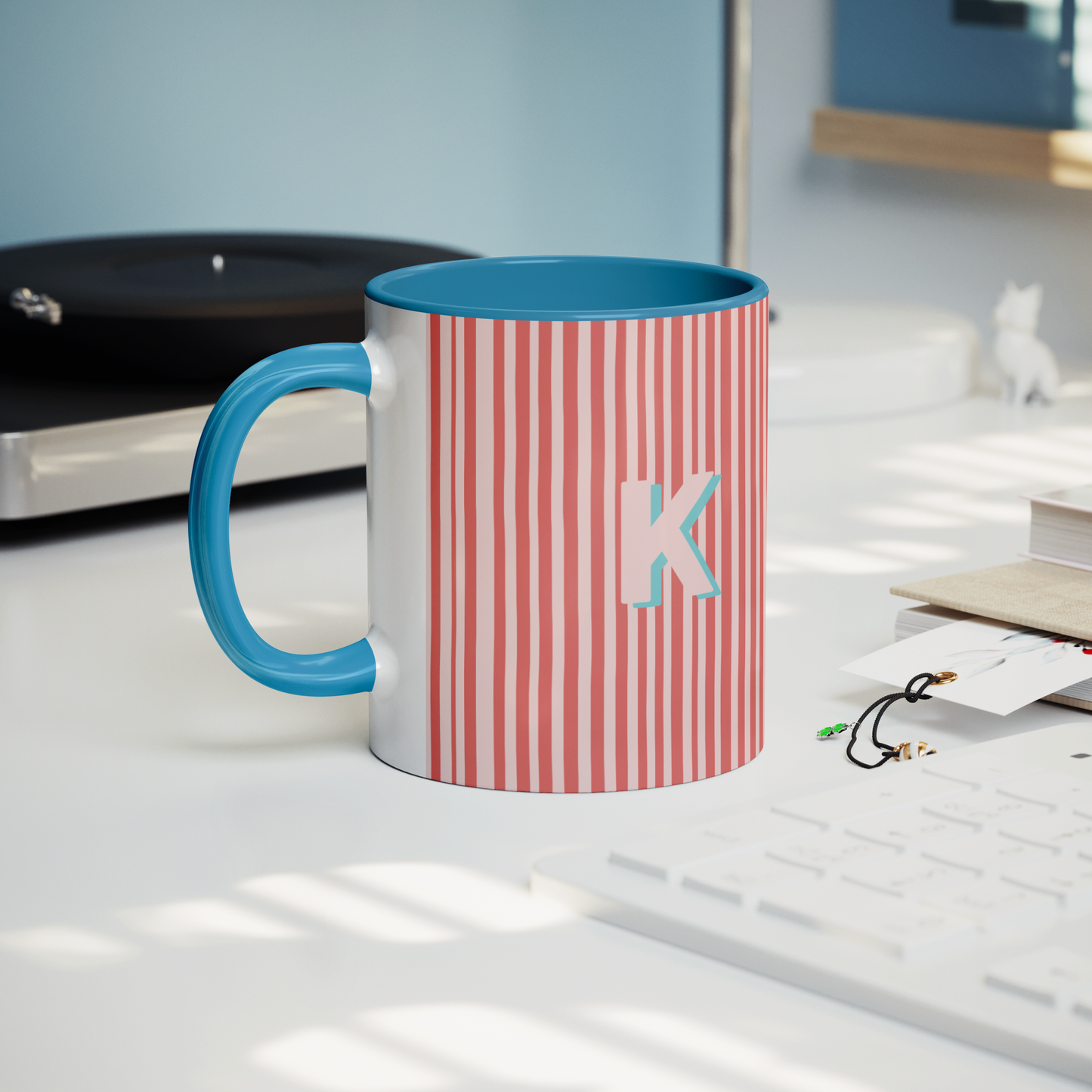 Initial Stripe Preppy Mug 11oz | Multiple Styles