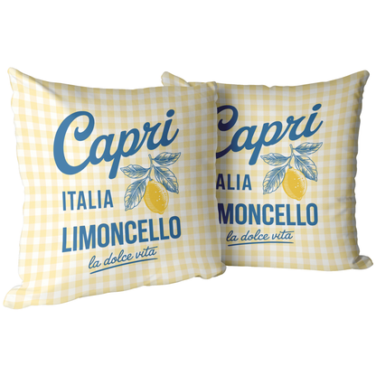 Yellow Gingham Capri Limoncello Throw PIllow