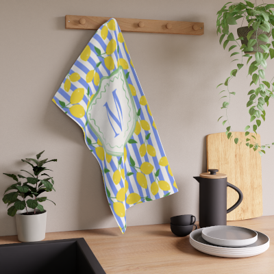 Lemon Zest & Gingham Custom Tea Towels (cotton, poly)