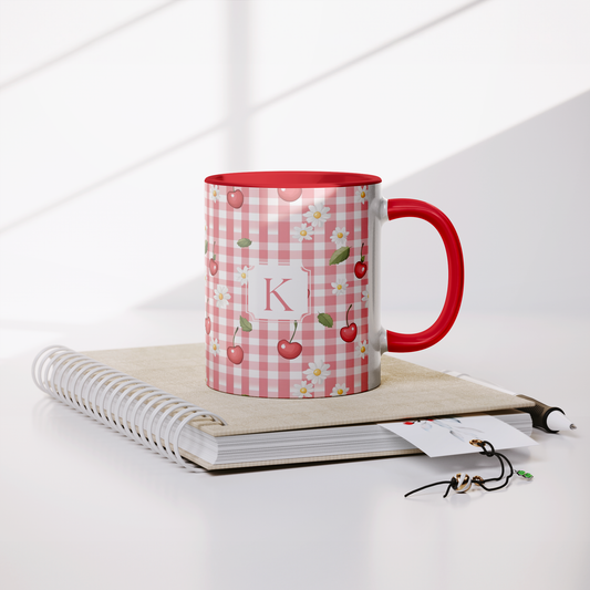 Personalized Gingham Initial Mug