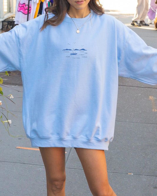 Yachts at Sea Embroidered Sweatshirt