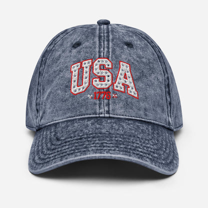 Vintage Embroidered USA Hat
