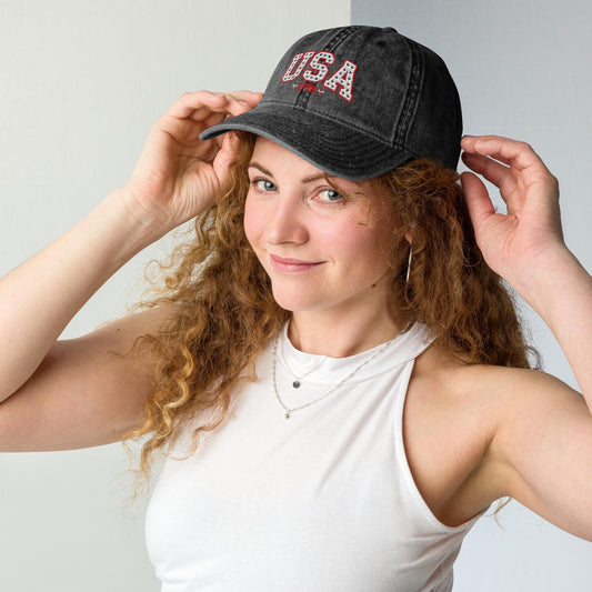 Vintage Embroidered USA Hat