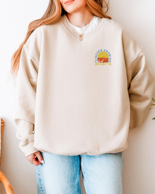 Forever Chasing Sunsets Embroidered Sweatshirt
