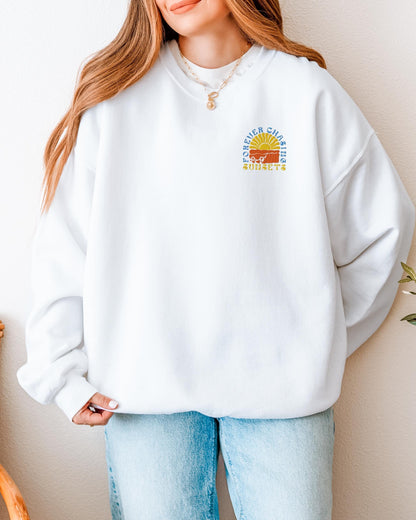Forever Chasing Sunsets Embroidered Sweatshirt