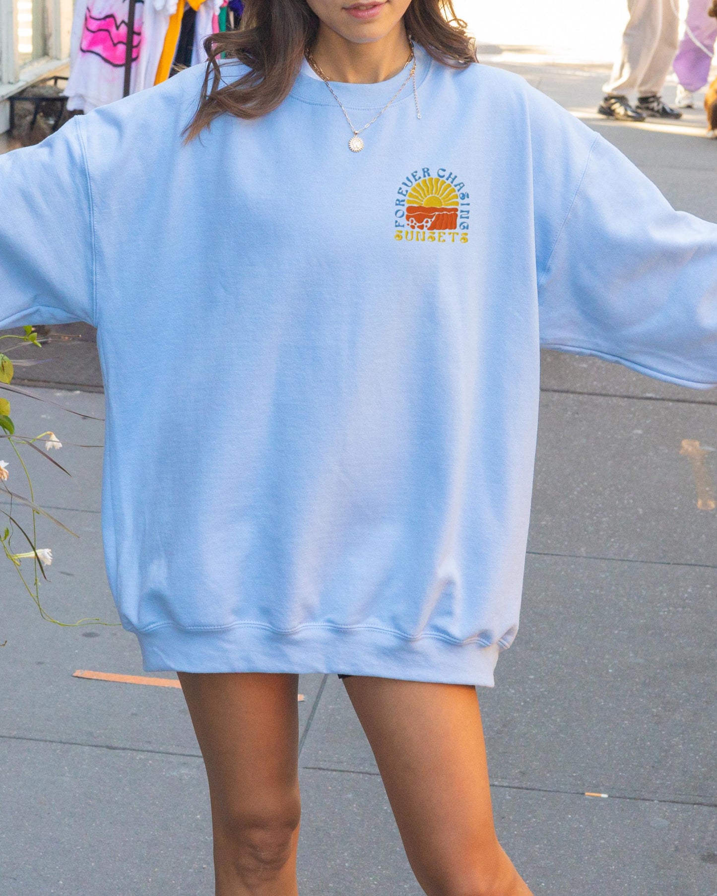 Forever Chasing Sunsets Embroidered Sweatshirt