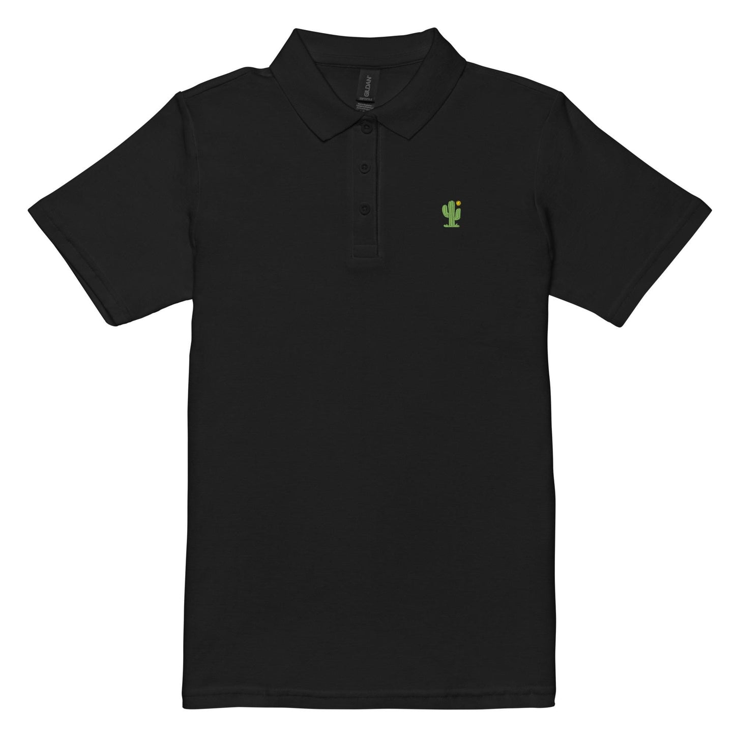 Embroidered Cactus Womens Pique Polo Shirt