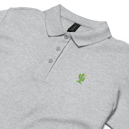 Embroidered Cactus Womens Pique Polo Shirt