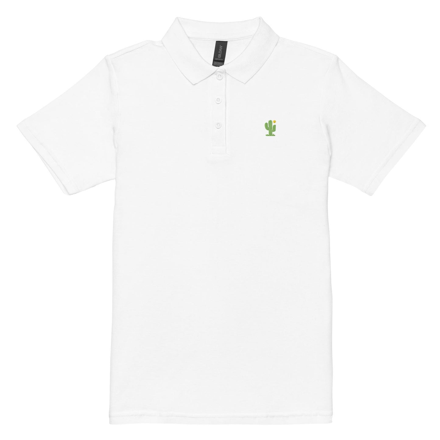 Embroidered Cactus Womens Pique Polo Shirt