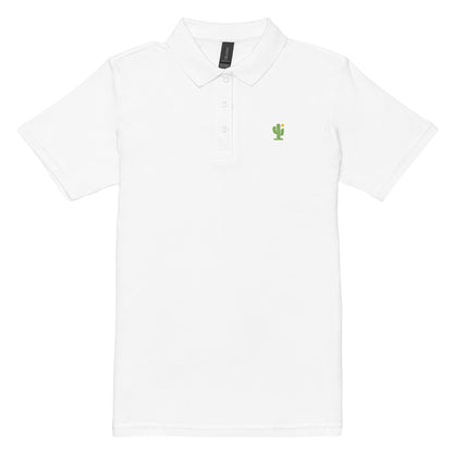 Embroidered Cactus Womens Pique Polo Shirt