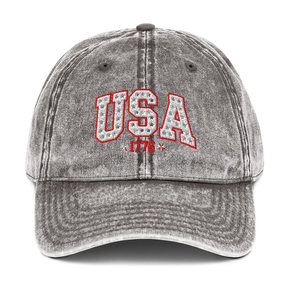 Vintage Embroidered USA Hat