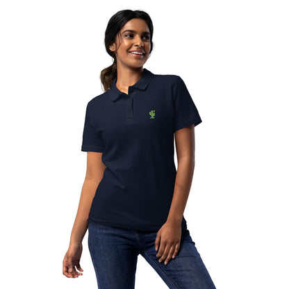 Embroidered Cactus Womens Pique Polo Shirt
