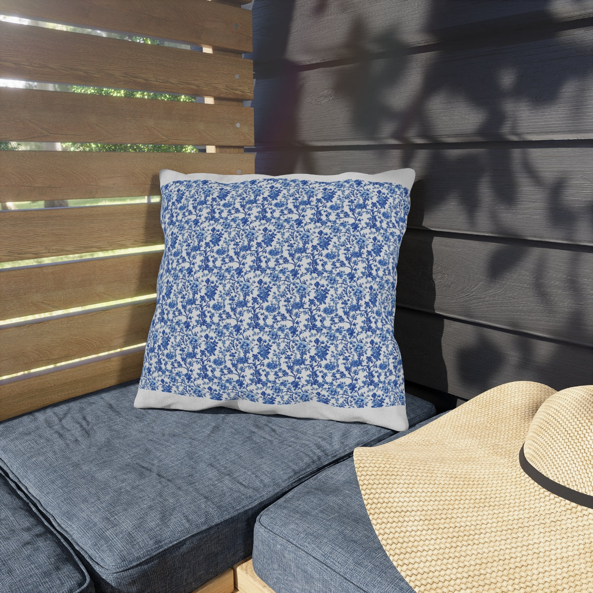 Blue Garden Toile Pillow
