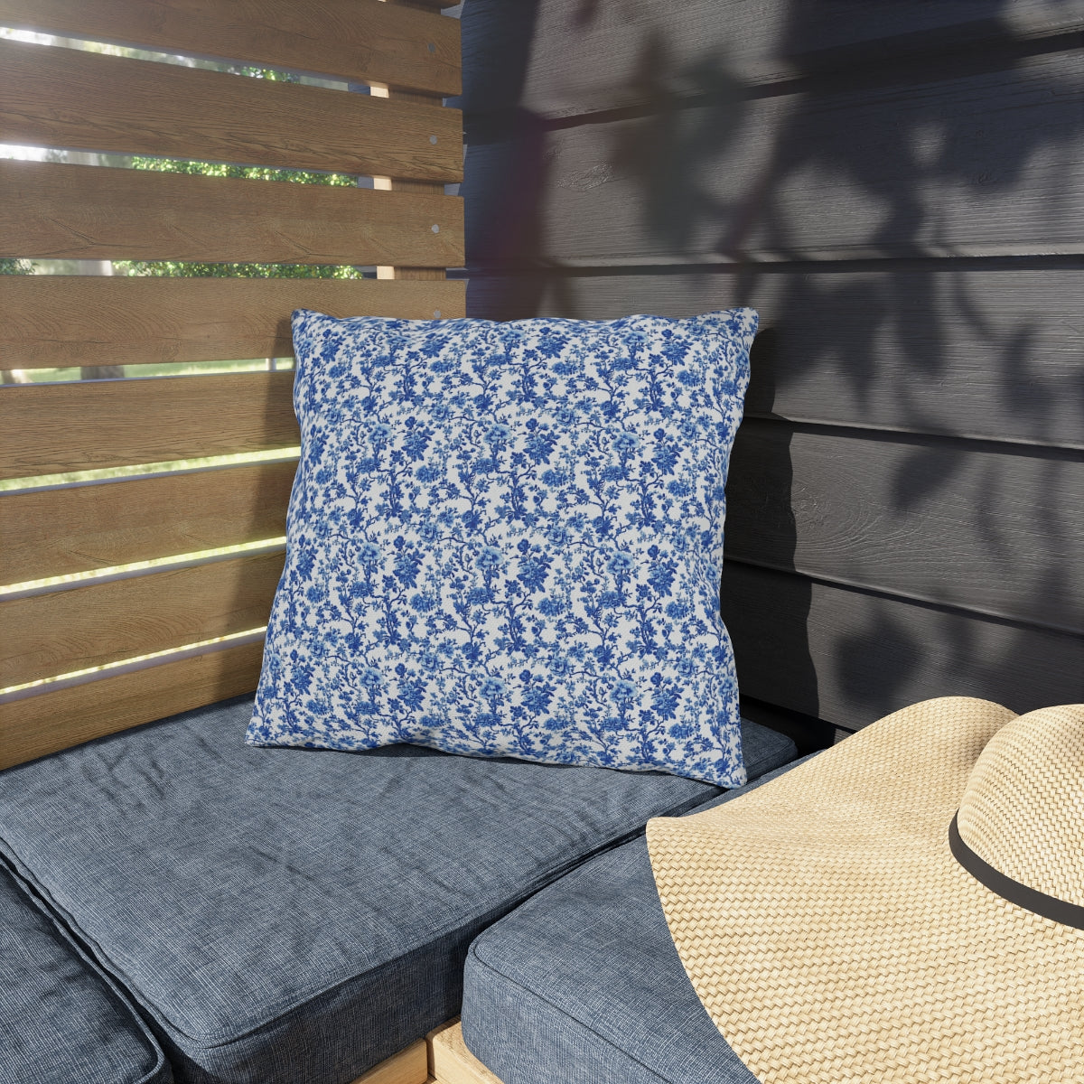 Blue Garden Toile Pillow