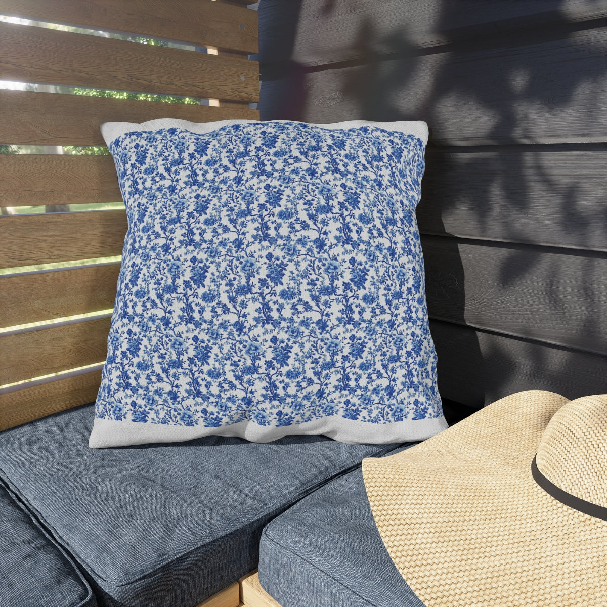 Blue Garden Toile Pillow
