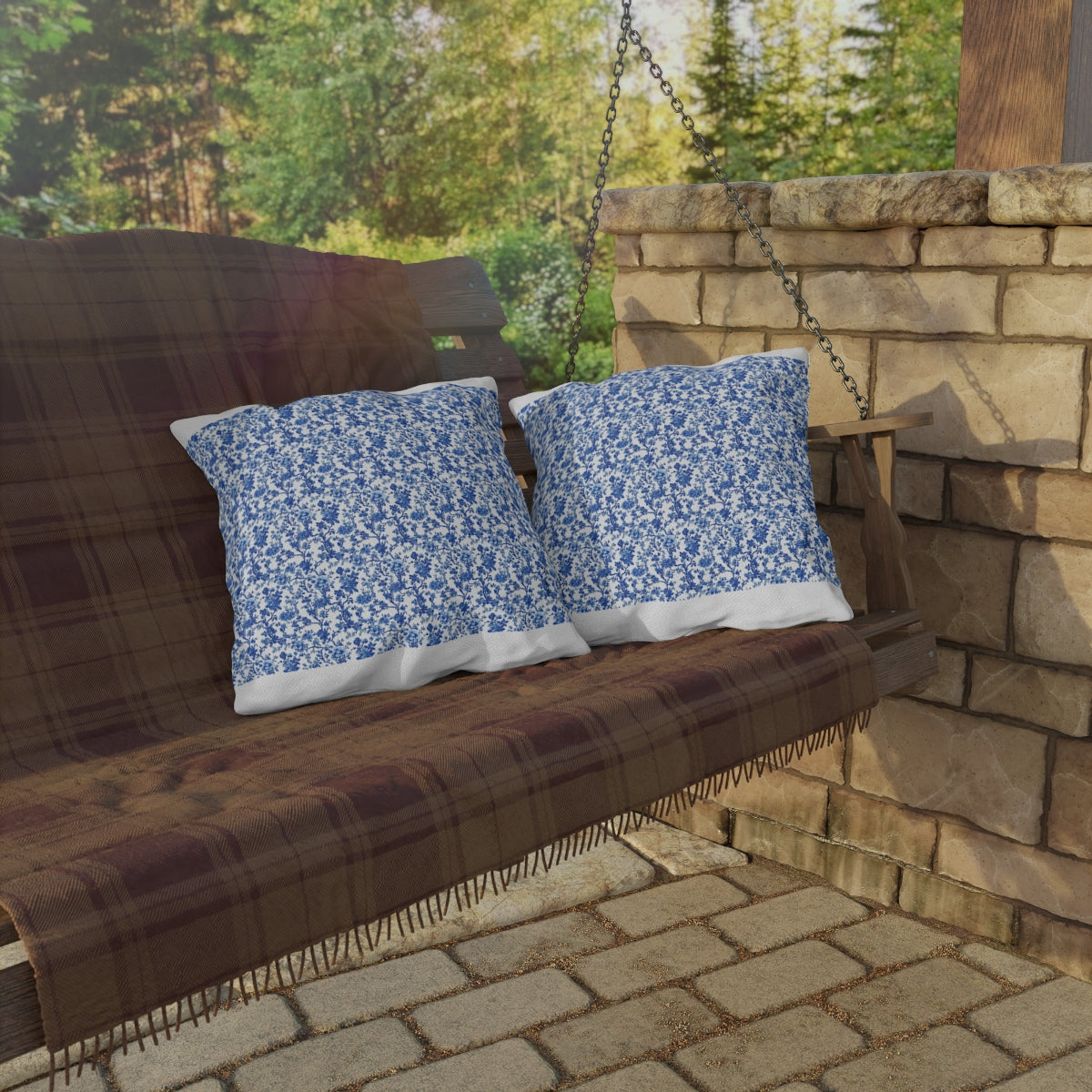 Blue Garden Toile Pillow