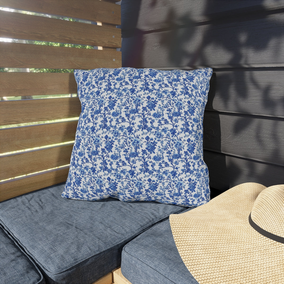 Blue Garden Toile Pillow