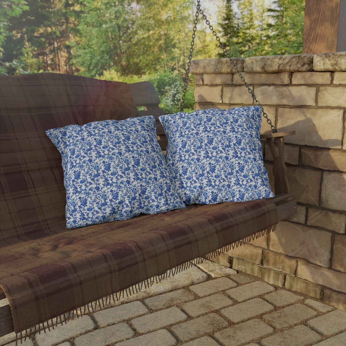 Blue Garden Toile Pillow