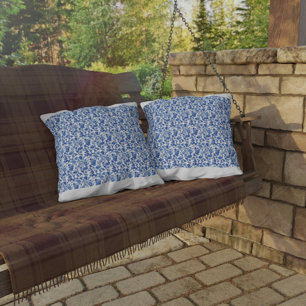 Blue Garden Toile Pillow