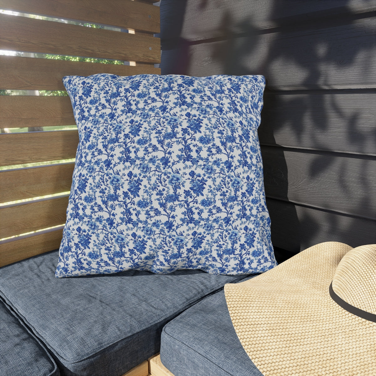 Blue Garden Toile Pillow
