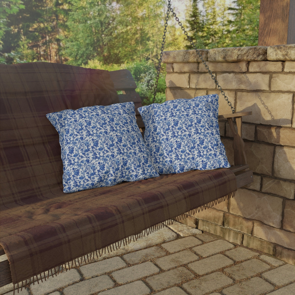 Blue Garden Toile Pillow