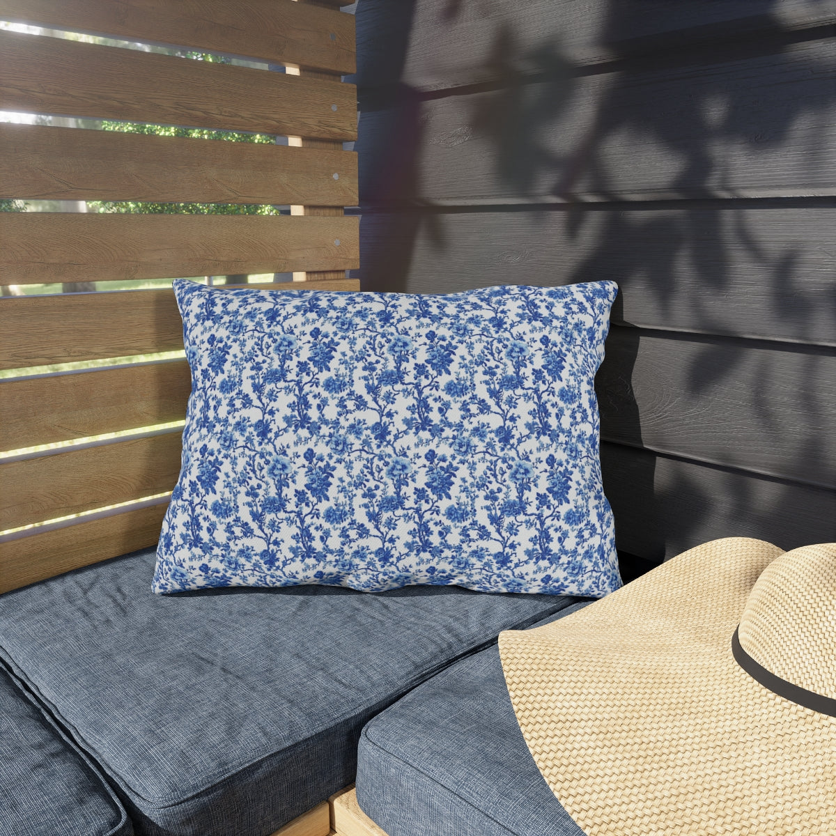 Blue Garden Toile Pillow