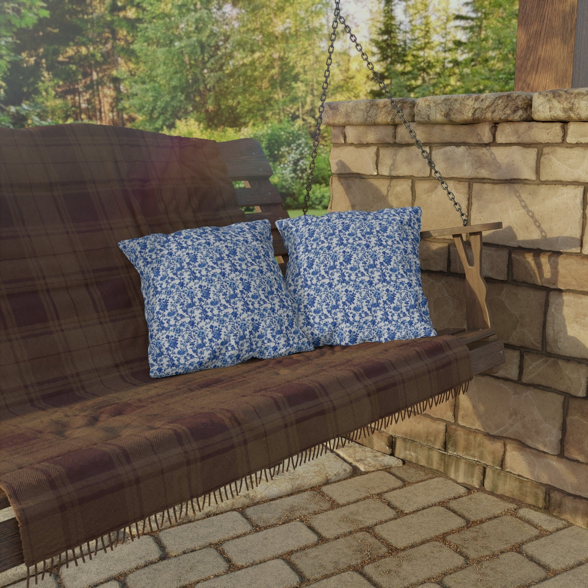 Blue Garden Toile Pillow
