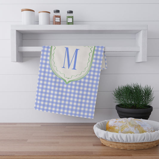 Blue Bloom Monogram Collection Custom Tea Towels (cotton, poly)