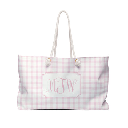 Monogram Gingham Weekender Tote Bag