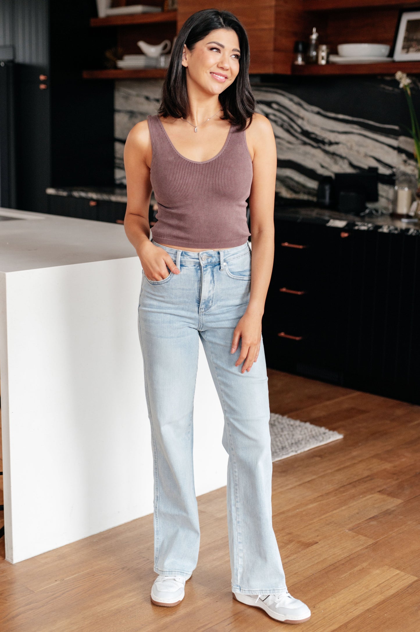 Brooke High Rise TUMMY CONTROL Top Vintage Wash Straight Jeans | Judy Blue