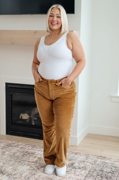Cordelia Bootcut Corduroy Pants in Camel | Judy Blue