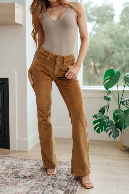 Cordelia Bootcut Corduroy Pants in Camel | Judy Blue