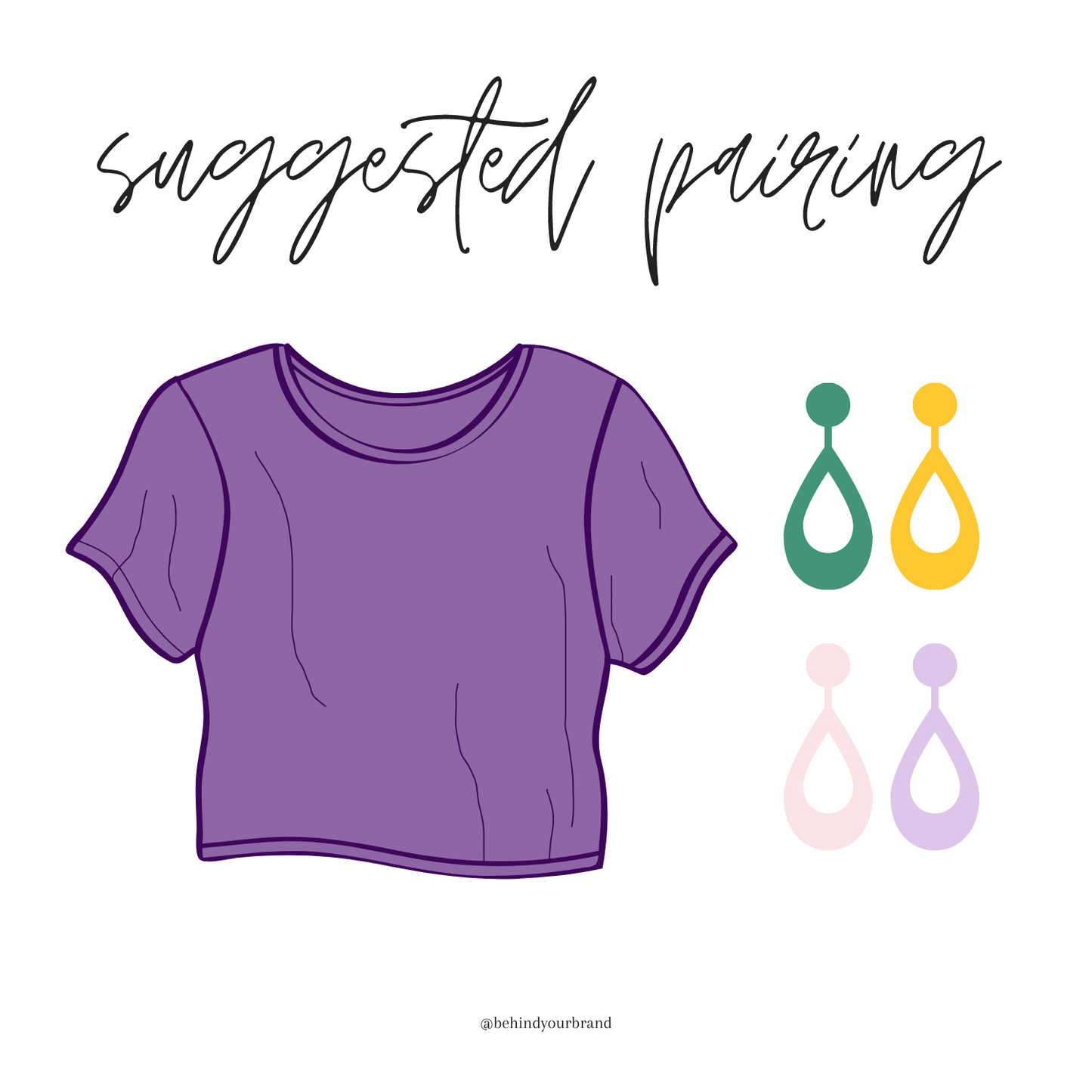 Purple Crew Neck Short Sleeve Slit Sides Tunic | 4 sizes